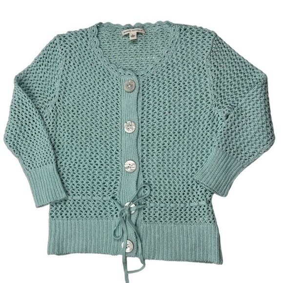 Banana Republic Crochet Sweater 3/4 Sleeves Mint Green Size Large Might Fit Med. - Picture 1 of 13